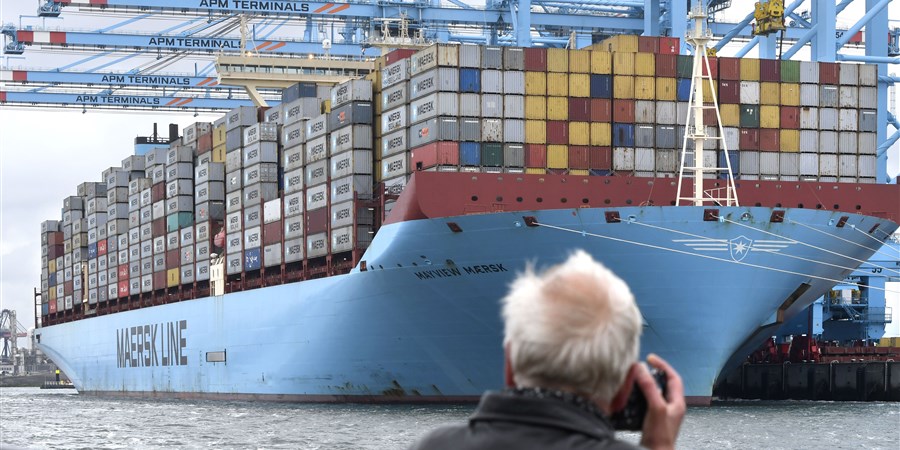 Containerschip in haven