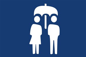 Icoontje van een man en een vrouw onder een paraplu