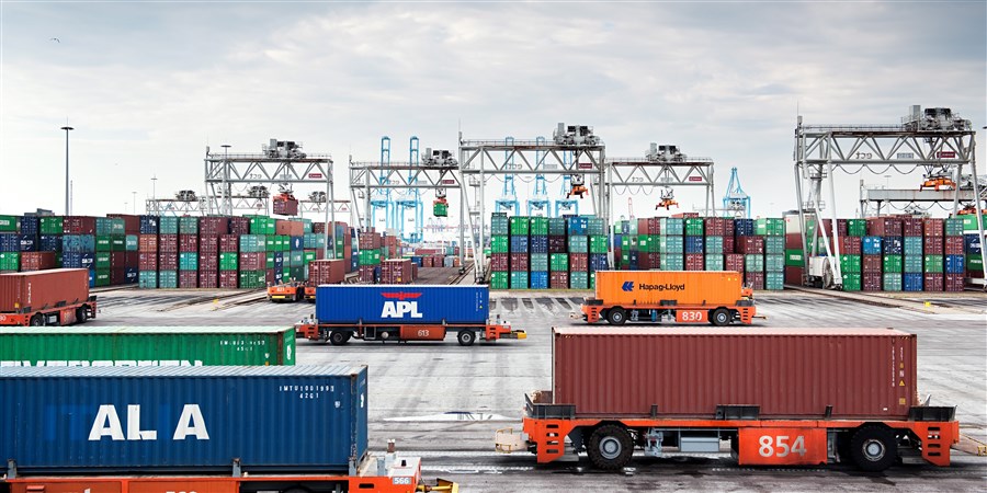 Containers in the port