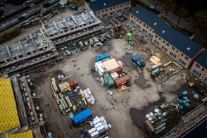 An aerial view of a new housing estate under construction
