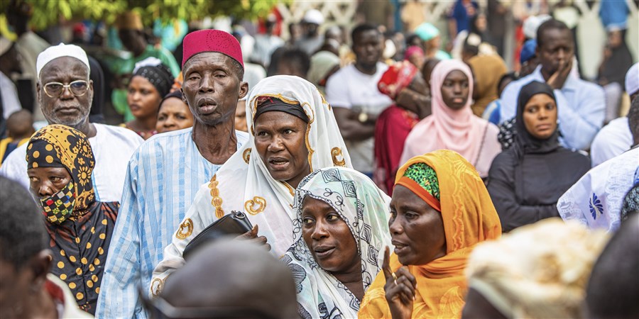 Inwoners van de hoofdstad Banjul, Gambia