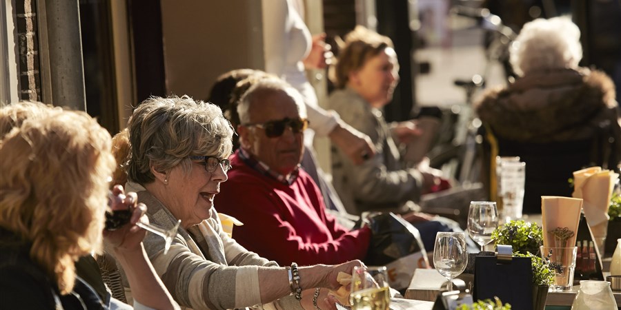 Nederland Amersfoort winkelstraat terras