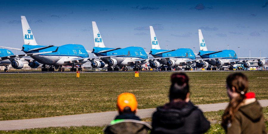 KLM-toestellen geparkeerd