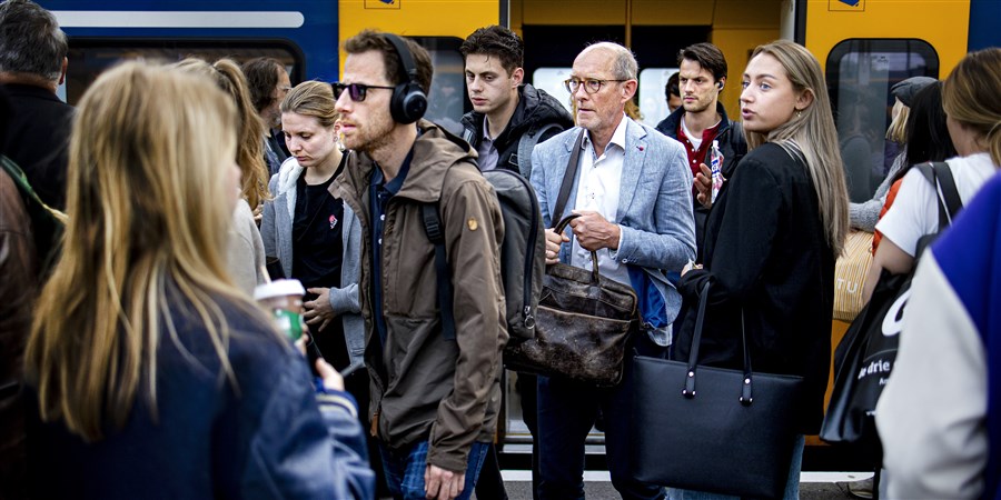 Commuters at a railway station