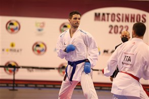 Brian Timmermans tijdens één van de internationale wedstrijden karate