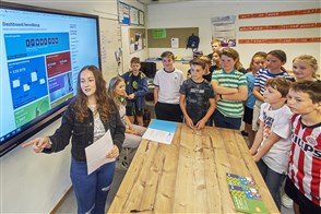 Inge Fassbender legt op een basisschool in Heeswijk-Dinther uit wat het CBS doet